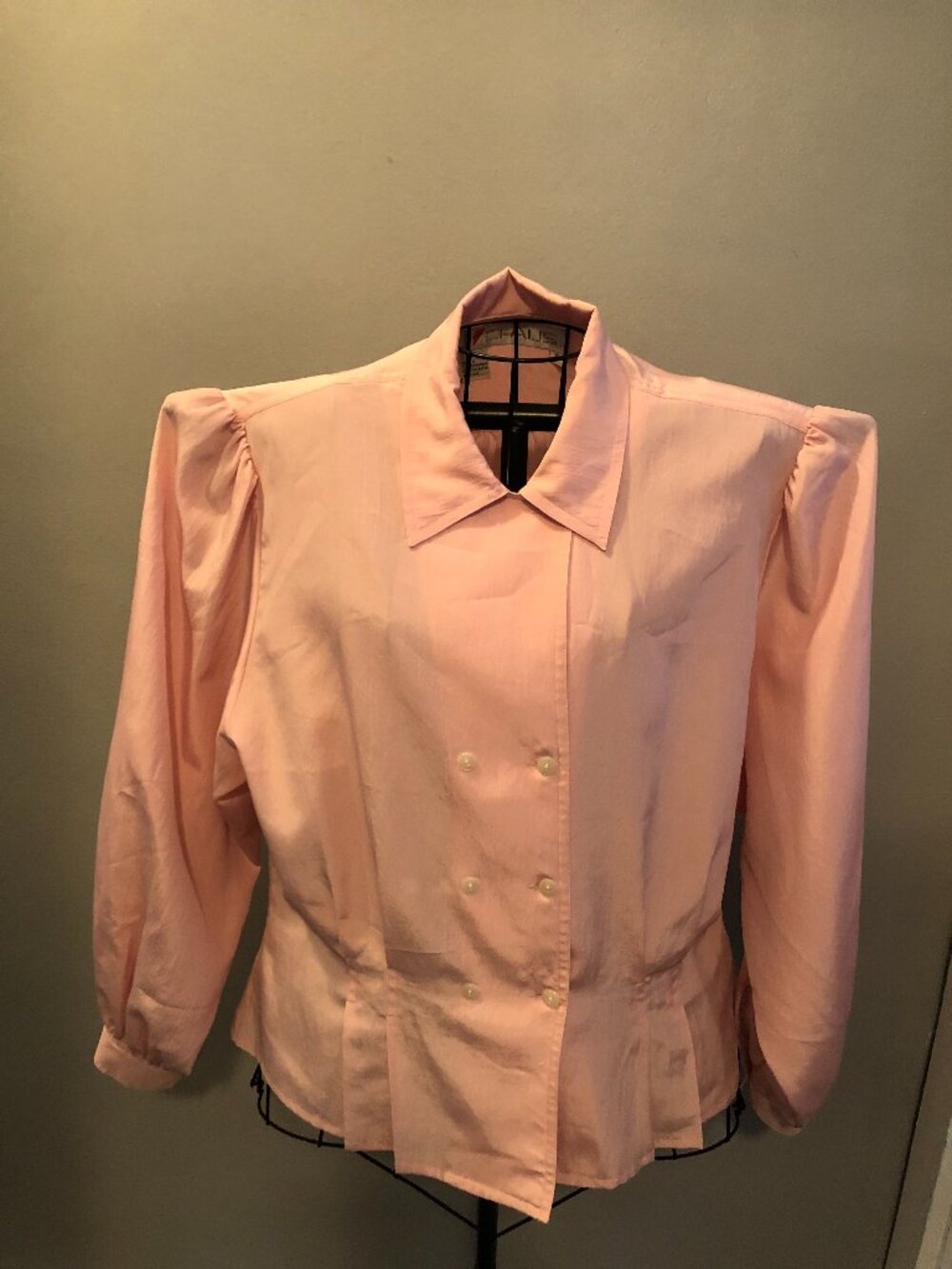 VINTAGE Clause Sz 10 Light Pink Blouse 23" Pit to Pit #JS